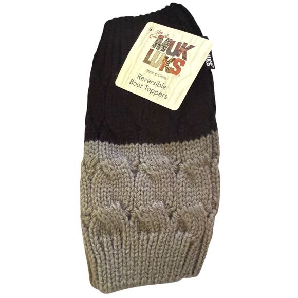 Muk Luks Knit Black & Gray Reversible Boot Topper - Picture 1 of 2
